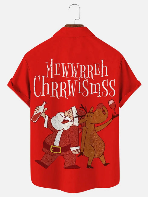 Men's Christmas Funny Graphic Short Sleeve Hawaiian Shirt